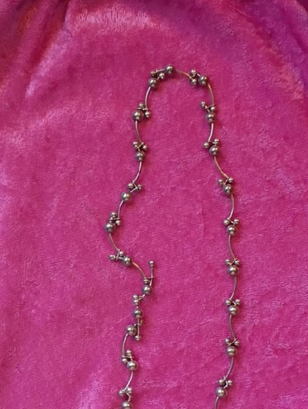 Anastasia Silver Beaded Station Necklace with Clustered Spheres